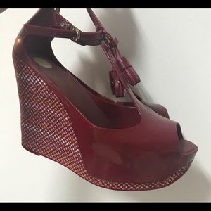 Burgundy Melissa wedges